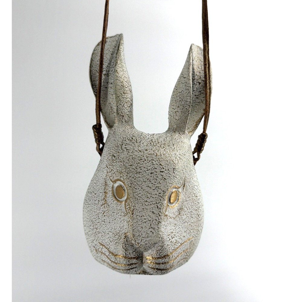 Timmy Woods Ivory Gold Rabbit Wooden Handbag
